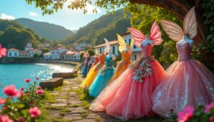 découvrez des costumes féeriques réalisés à partir de matériaux recyclés qui enchantent le paranaguá. plongez dans un univers magique où la mode écoresponsable rencontre l'imaginaire des contes de fées.