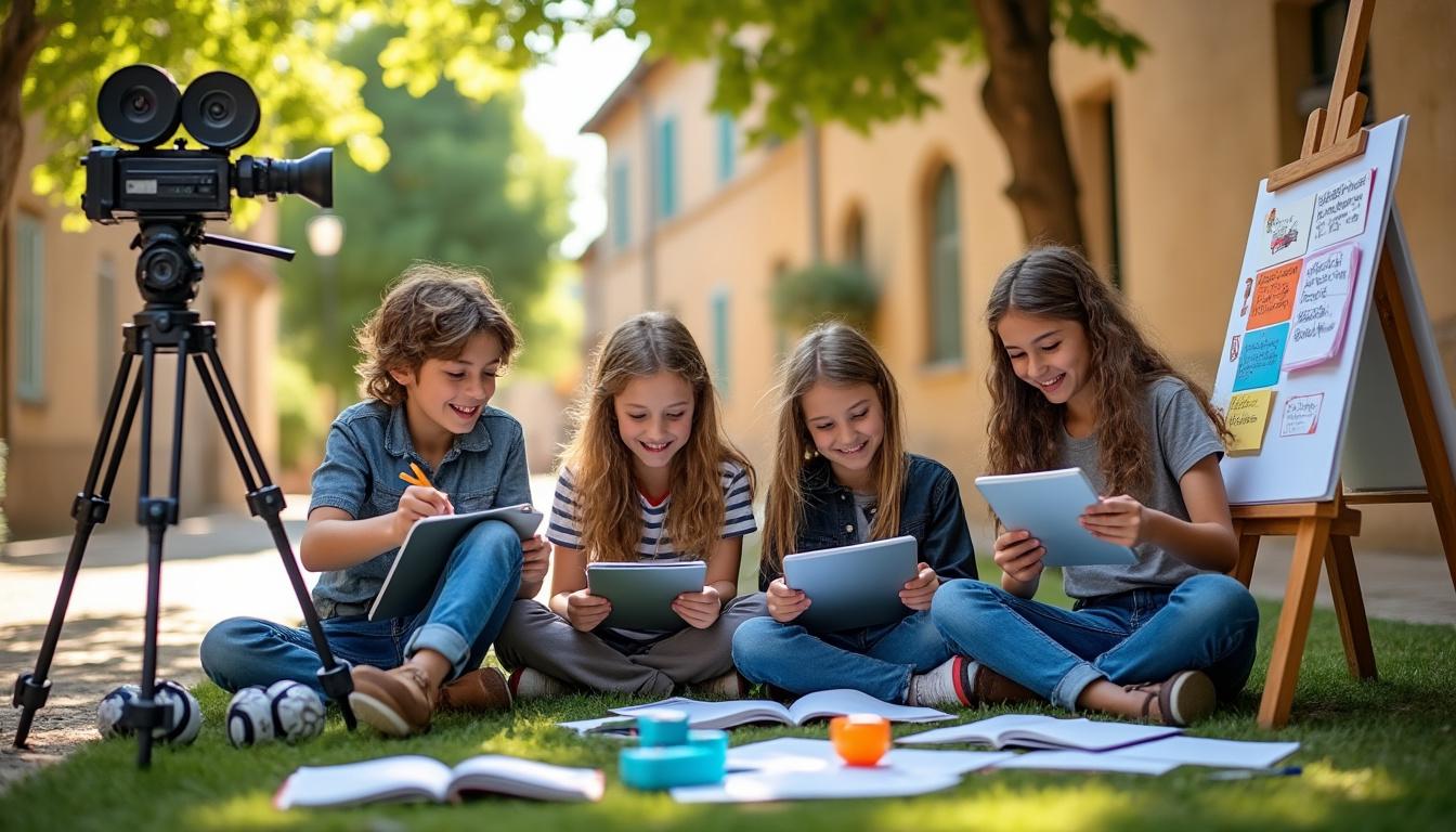 à castres, des enfants découvrent le métier de scénariste en créant leurs propres histoires de films, développant ainsi leur créativité et leur passion pour le cinéma.
